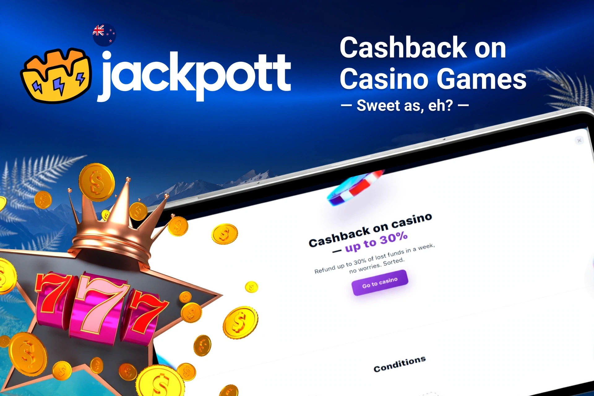 Mobile app with 1Win poker rakeback offer up to 50%, red dice, and playing cards
