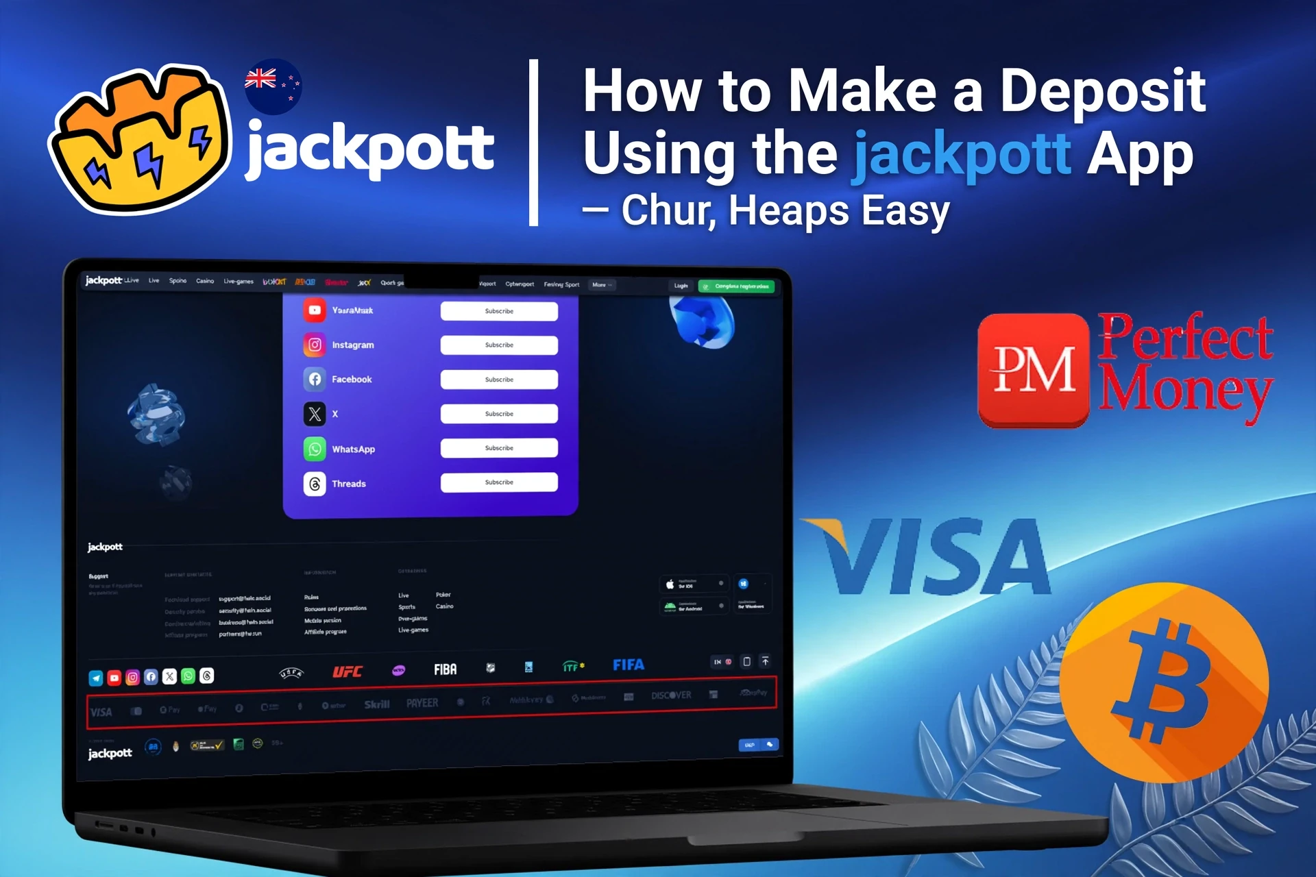 Registration process on the Jackpotter mobile app with social login options