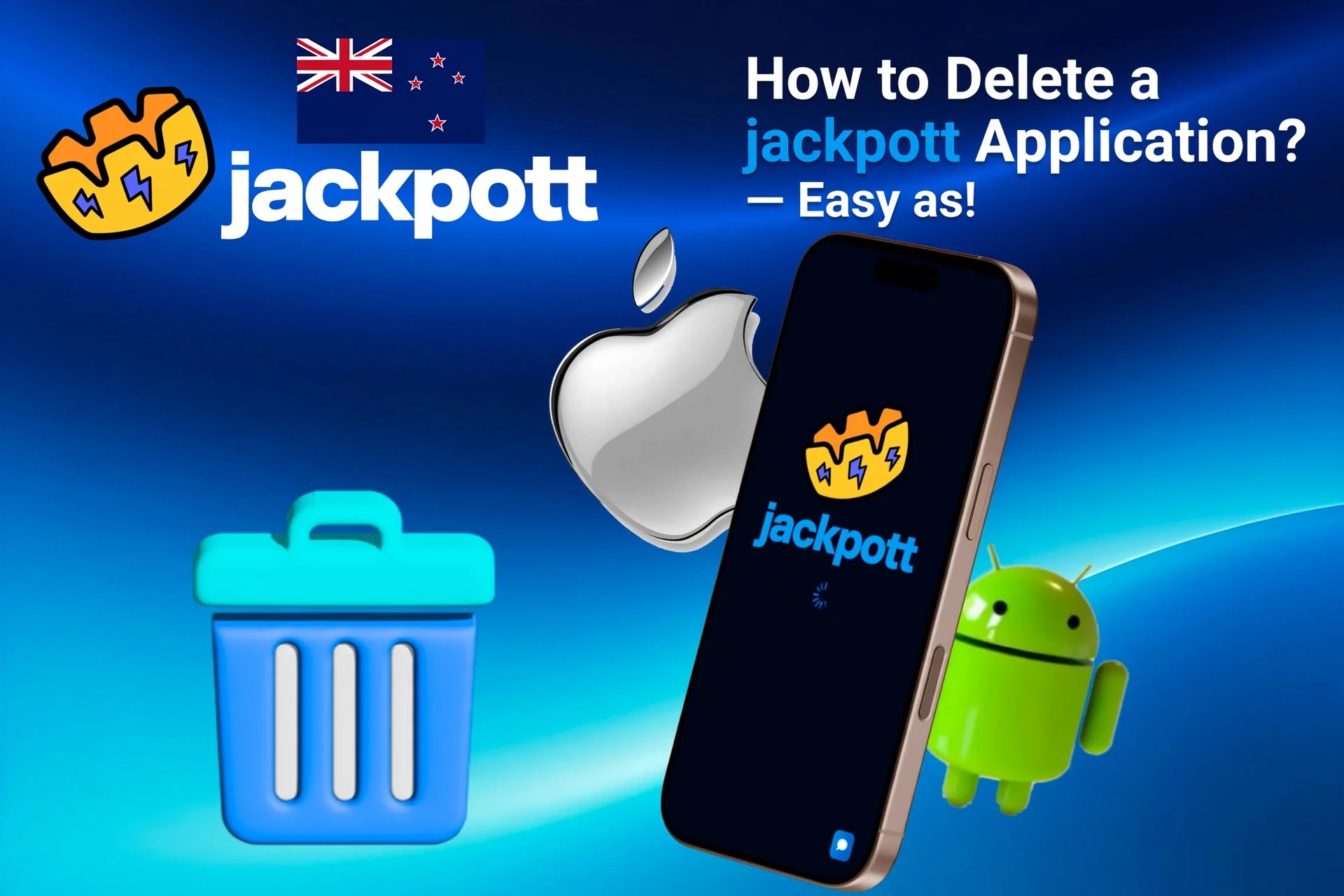 Instructions on how to delete the application from iOS and Android devices, shown with app icons