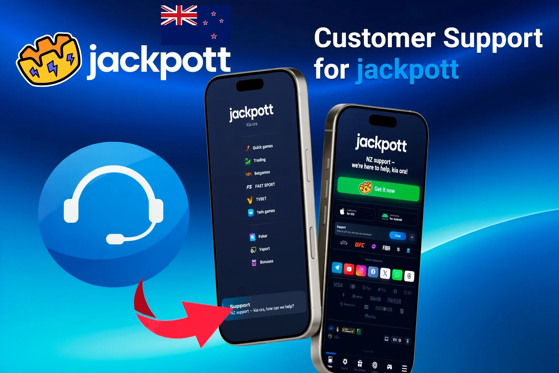 Customer support feature for the app, highlighting options for contacting support through the app