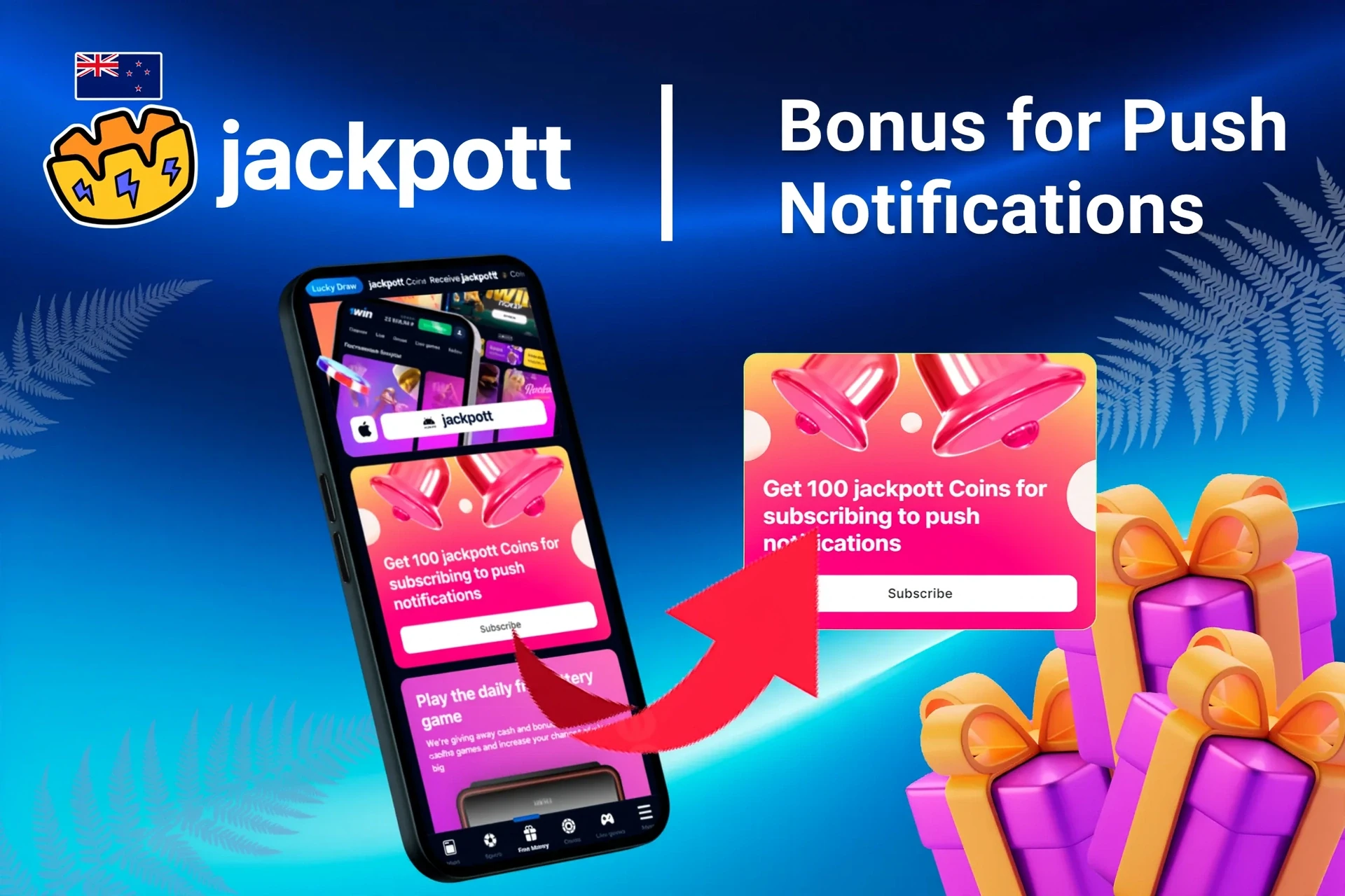 mobile app showing bonus offers and promotions with coins and poker-related graphics