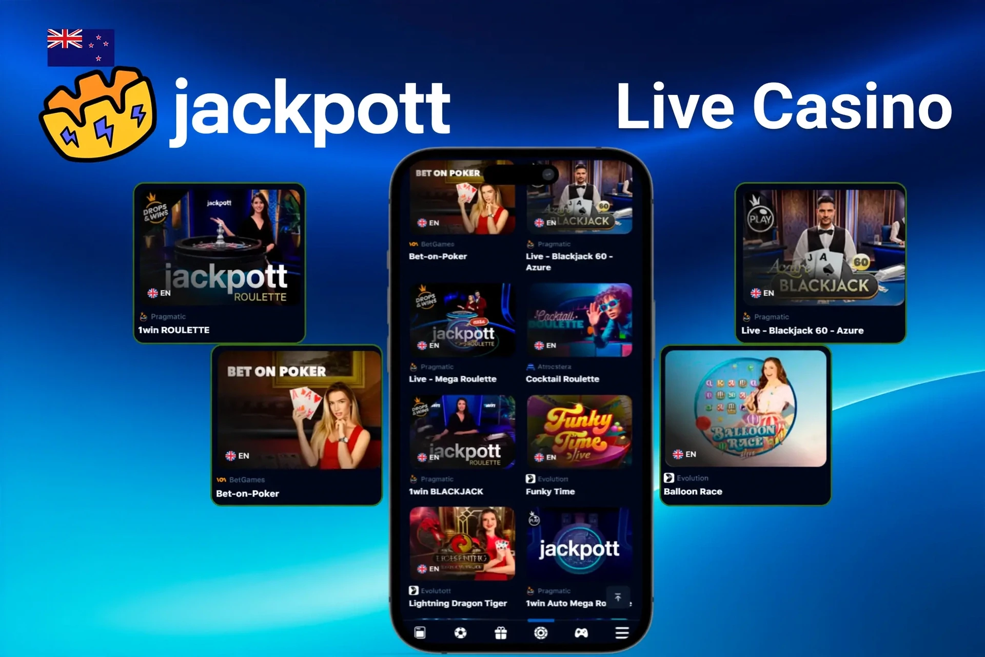 Live casino games displayed on mobile and desktop